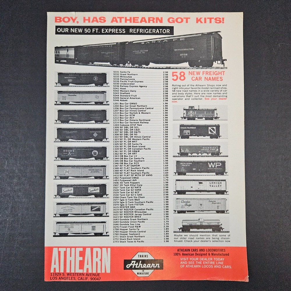 1972 Athearn Cars & Locomotives Trains In Miniature Vintage Print Ad Los Angeles